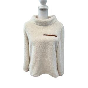 Cremieux Funnel Neck Cozy Sherpa Pullover Jacket Cream